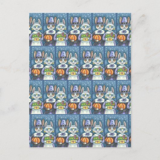 PILGRIM RABBITS, PRIM & PROPER ERNTEDANK HARTEN POSTKARTE (Vorderseite)
