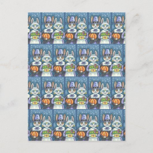 PILGRIM RABBITS, PRIM & PROPER ERNTEDANK HARTEN POSTKARTE (Vorderseite)