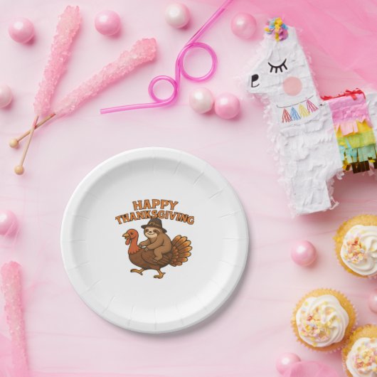 Pilgrim Sloth auf Turkey Erntedank Classic T-Shi Pappteller (Party)