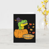 Pilgrim Trex Dinosaur Pumpkin Pie Erntedank Kind Karte (Gelbe Blume)