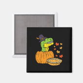 Pilgrim Trex Dinosaur Pumpkin Pie Erntedank Kind Magnet (Vorderseite/Rückseite)