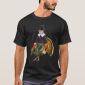Pilgrimische Kostümkatze Riding Türkei-Katze Ernte T-Shirt (Vorderseite)