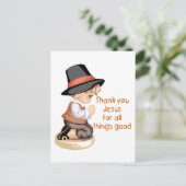 Pilgrimischer Junge betet auf Knie Postkarte (Stehend Vorderseite)