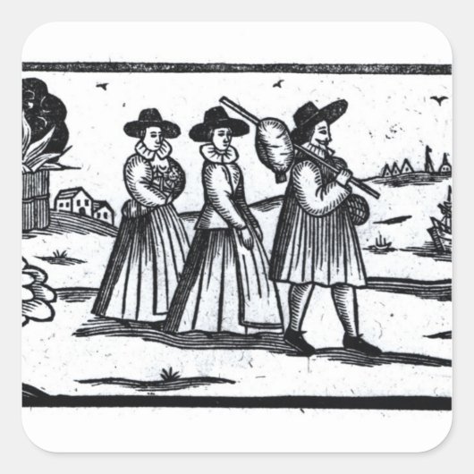 Pilgrims Set segeln auf der Mayflower Quadratischer Aufkleber (Vorderseite)