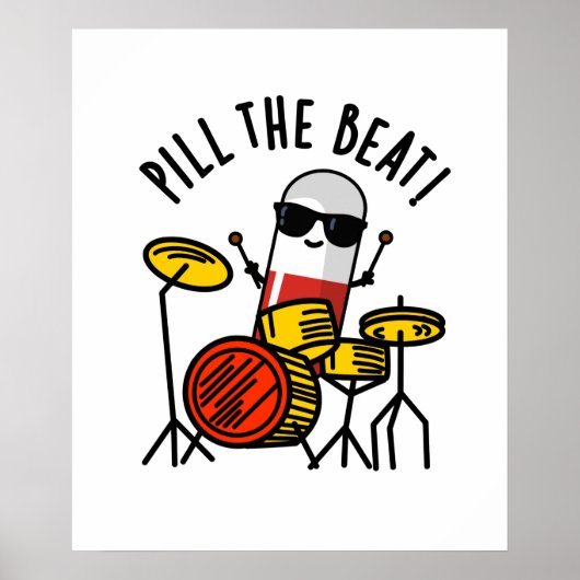 Pill the Beat Funny Medicine Music Puff Poster (Vorne)