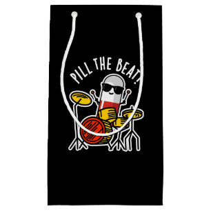 Pill the Beat Funny Medicine Music Pun Dark BG Kleine Geschenktüte