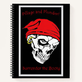 Pillage und Plunder Schwarzer Hintergrund Notizblock