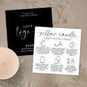 Pillar Candle Care Thank You Card Elegant Black Quadratische Visitenkarte