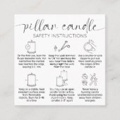 Pillar Candle Care Thank You Card Elegant Black Quadratische Visitenkarte (Vorderseite)