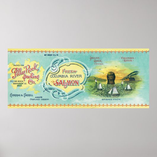 Pillar Rock, Washington - Pillar Rock Salmon Poster (Vorne)