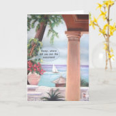 Pillar, Sea & Sailboat Happy Vacation Karte (Gelbe Blume)