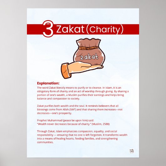 Pillars of Islam - Zakat (Charity) Red Poster (Vorne)