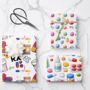 Pillen Kapsel Medizin Apotheker Med Student Gesche Geschenkpapier Set