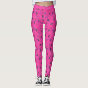 Pillen-Leggings aus rosa Woodcut Leggings