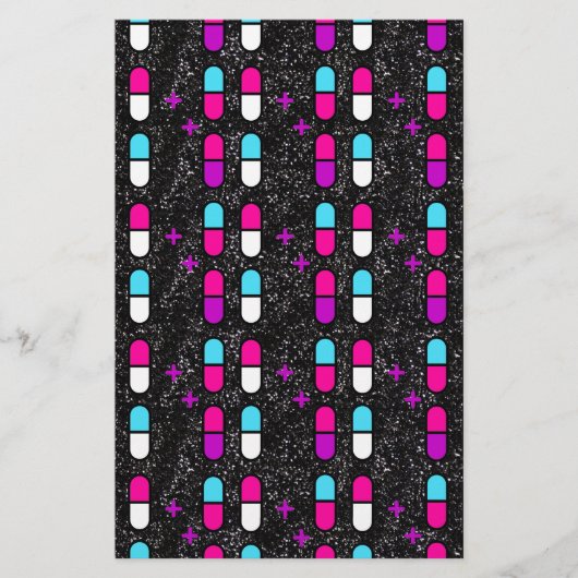 Pillen mit rosa Glitzer Briefpapier (Vorderseite)