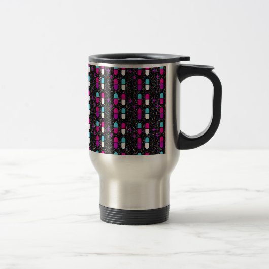 Pillen mit rosa Glitzer Reisebecher (Rechts)