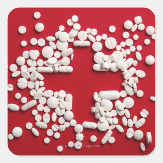 Pillenkreuz Quadratischer Aufkleber (Vorderseite)