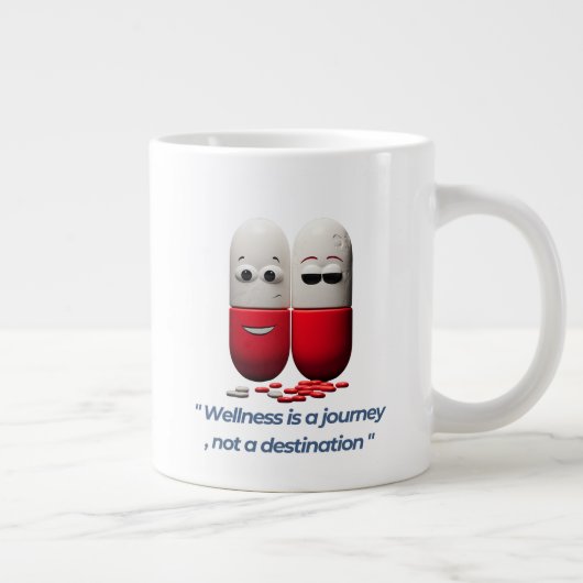 Pillenzeichen "Wellness ist eine Reise" Kaffeemasc Jumbo-Tasse (Rechts)