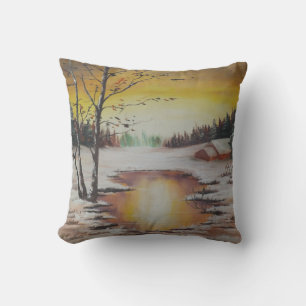 Pillow Ann Hayes Painting Winterszene Kissen