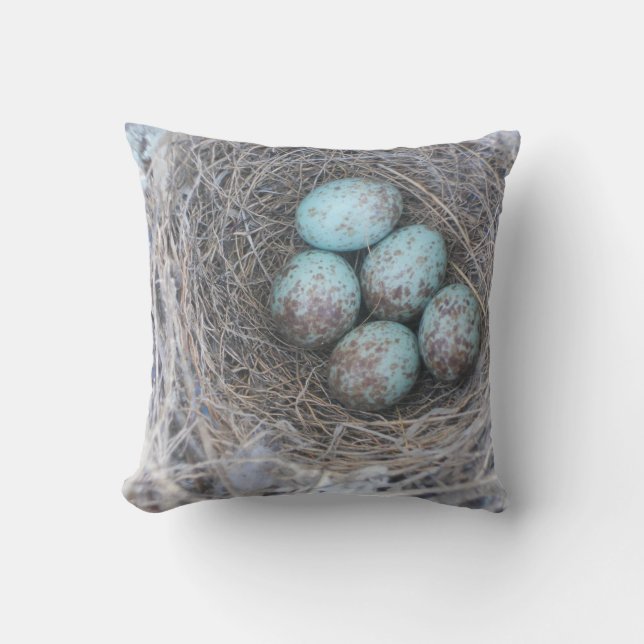Pillow Bird's Nest Fotografy Nature Eggs Kissen (Vorderseite)