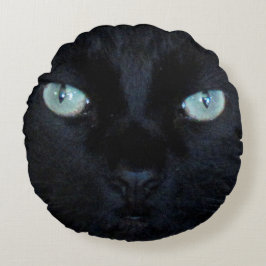 Pillow - Black Cat Face Rundes Kissen