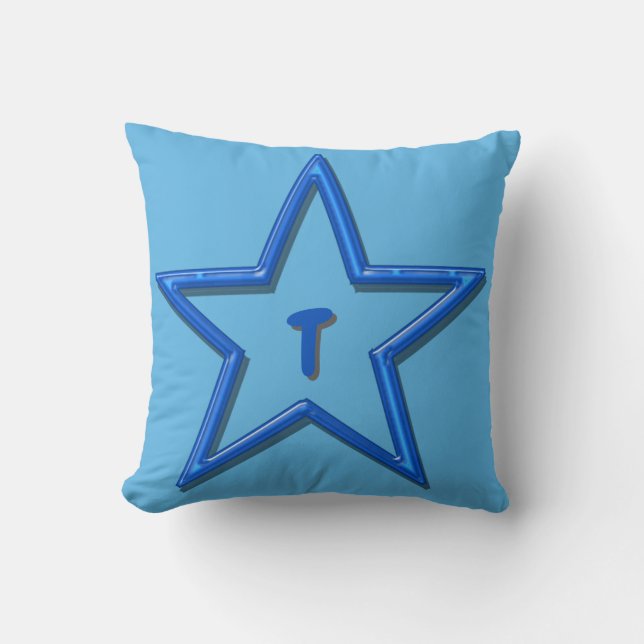 Pillow - Blue Star mit Letter Kissen (Vorderseite)