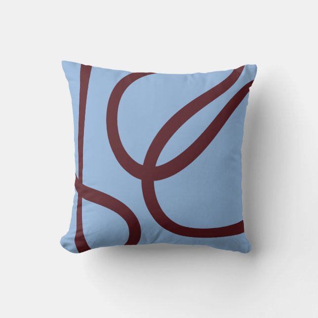 Pillow – Burgundy Lines on Blue Kissen (Vorderseite)