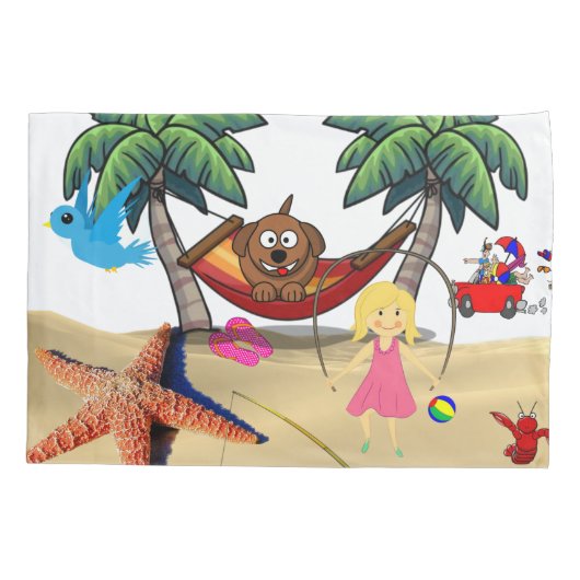 Pillow Case Beach Hund Starfish Sand Kissenbezug (Rückseite)