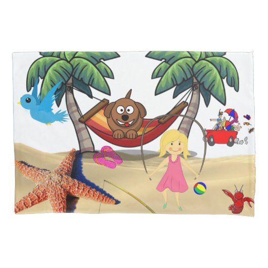 Pillow Case Beach Hund Starfish Sand Kissenbezug (Vorderseite)