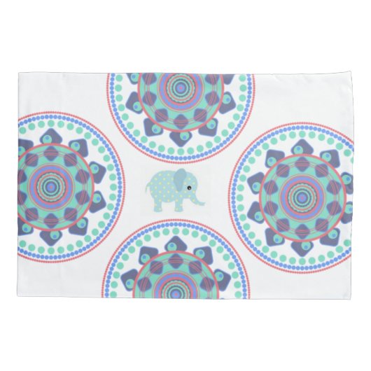 Pillow Case Blue Elephant Mandala Kissenbezug (Rückseite)