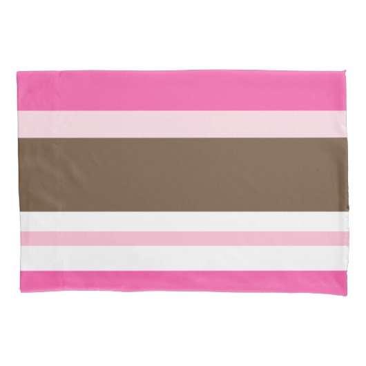 Pillow Case Brown & Pink Stripe Kissenbezug (Vorderseite)