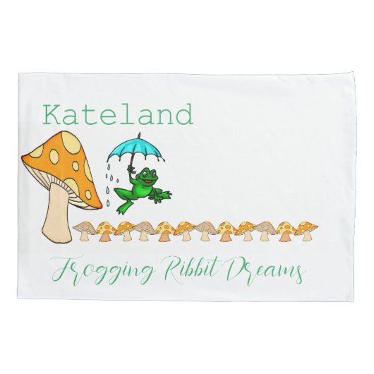 Pillow Case Frogging Ribbit Dreams Mushroom Kissenbezug (Rückseite)