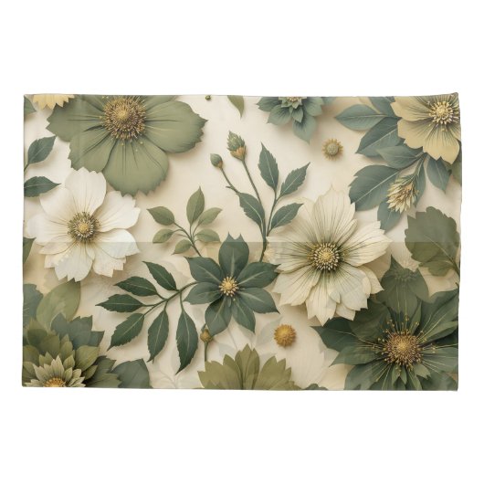 Pillow case green flowers pattern  kissenbezug (Rückseite-Links)