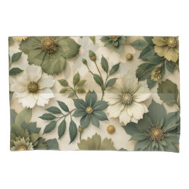 Pillow case green flowers pattern  kissenbezug