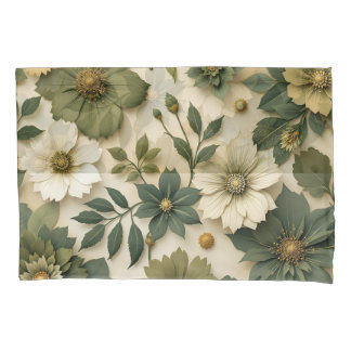 Pillow case green flowers pattern kissenbezug