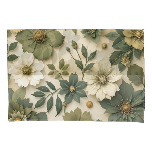 Pillow case green flowers pattern kissenbezug (Vorderseite-Links)