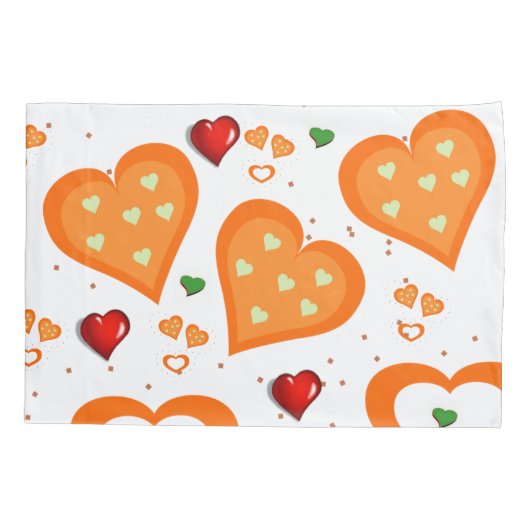 Pillow Case Orange Hearts Kissenbezug (Rückseite)