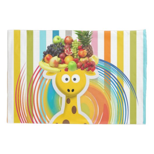 Pillow Case Stripe Giraffe Fruit Kissenbezug (Rückseite)