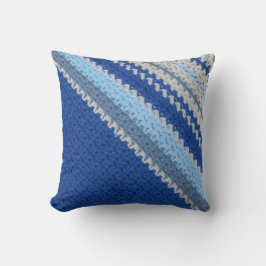 Pillow - Crochet Muster Blue Stripes (diagonal) Kissen