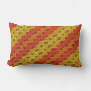 Pillow - Crochet - orange und gelbe Muscheln Lendenkissen