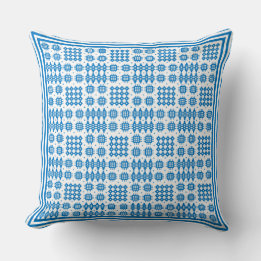 Pillow, Cushion Welsh Tapestry Muster Bright Blue Kissen
