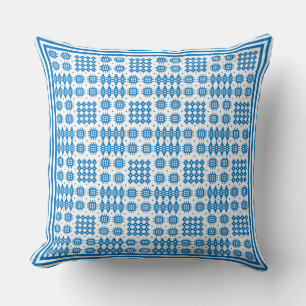 Pillow, Cushion Welsh Tapestry Muster Bright Blue Kissen