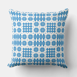 Pillow, Cushion Welsh Tapestry Muster Bright Blue Kissen