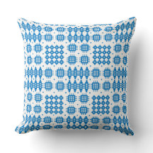 Pillow, Cushion Welsh Tapestry Muster Bright Blue