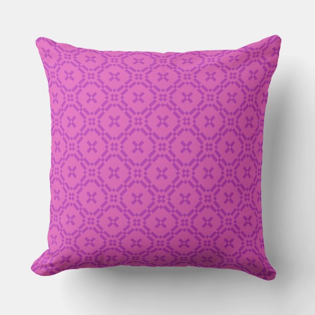Pillow Cushion Welsh Tapestry Pattern Magenta Rosa Kissen (Vorderseite)