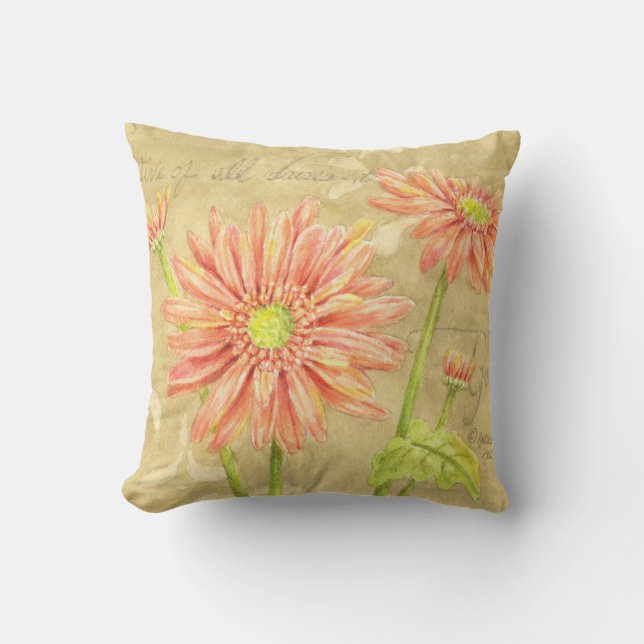 Pillow Daisy Garden Notes Cotton 16 x 16 Kissen (Vorderseite)