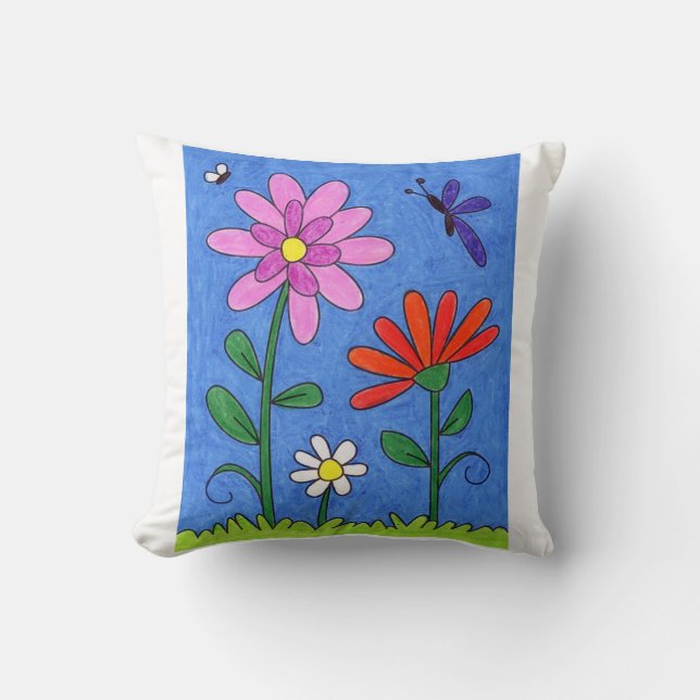 PILLOW-DECKUNG MIT FARBIGER BLUME-DESIGN KISSEN (Vorderseite)
