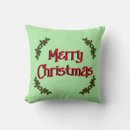 Pillow - Frohe Weihnachten und Holly Branches Kissen