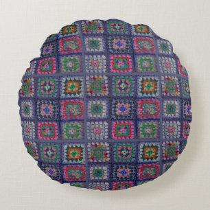Pillow - Granny Square Crochet Pattern Rundes Kissen