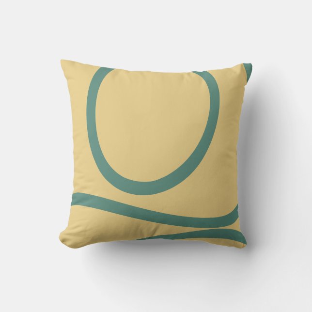 Pillow – Green Lines on Yellow Kissen (Vorderseite)